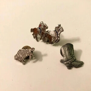 Vintage Manitoba Bison Cowboy Western Boots Horses  Pins